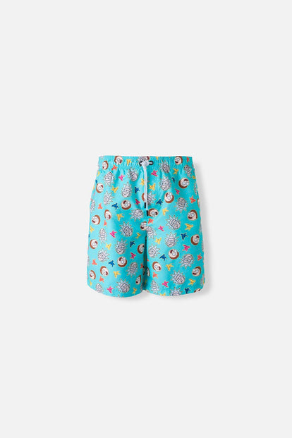  PANTALÓNETA DE BAÑO DE RICK Y MORTY ESTAMPADA AGUA MARINA PARA HOMBRE