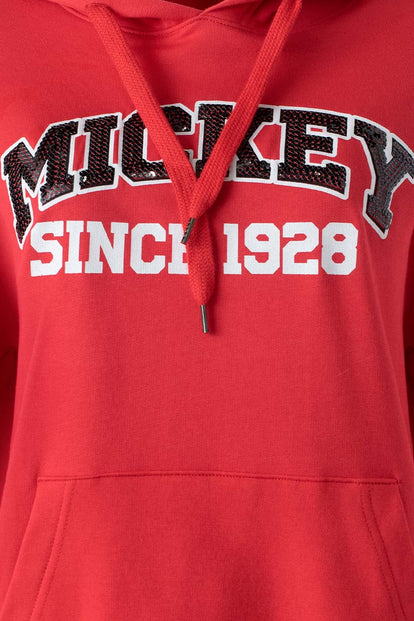  POLERONES DE MICKEY MOUSE CERRADO ROJO PARA MUJER