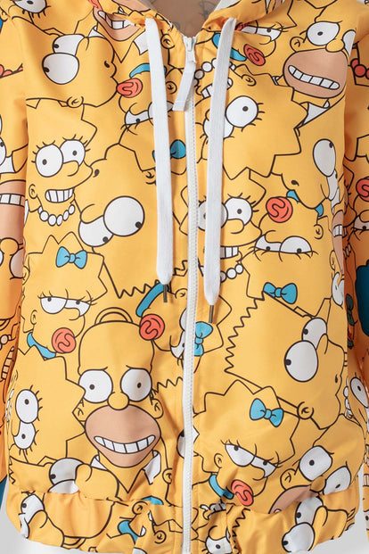  CHAQUETA DE LOS SIMPSON CON CIERRE Y CAPUCHA AMARILLA PARA MUJER
