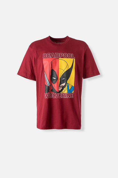  POLERA  DE DEADPOOL ROJO BOSQUE MANGA CORTA GÉNERO NEUTRO