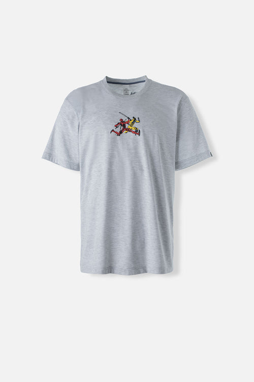 Card slide image -  POLERA  DE DEADPOOL GRIS JASPE CUELLO REDONDO GÉNERO NEUTRO