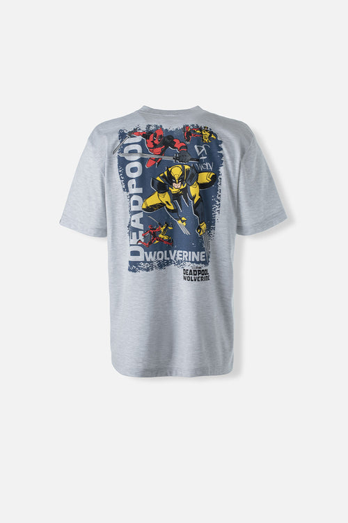Card slide image -  POLERA  DE DEADPOOL GRIS JASPE CUELLO REDONDO GÉNERO NEUTRO
