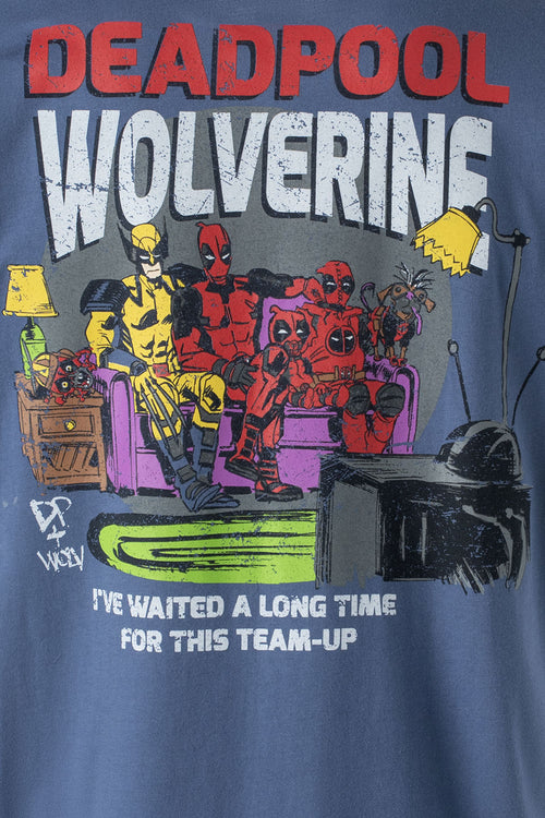 Card slide image -  POLERA  DE DEADPOOL AZUL CON ESTAMPADO EN ESPALDA GÉNERO NEUTRO