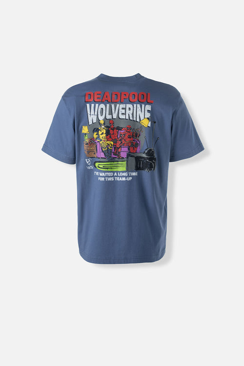 Card slide image -  POLERA  DE DEADPOOL AZUL CON ESTAMPADO EN ESPALDA GÉNERO NEUTRO