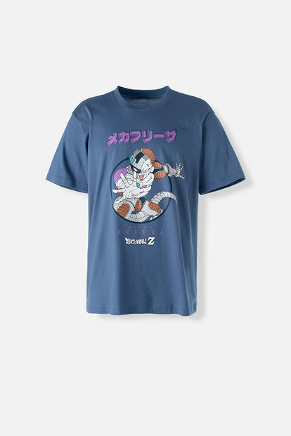  POLERA  DE DRAGON BALL Z AZUL ESTAMPADA EN FRENTE PARA HOMBRE