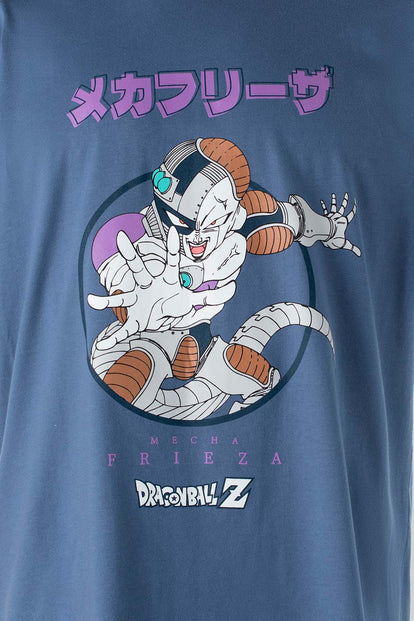  POLERA  DE DRAGON BALL Z AZUL ESTAMPADA EN FRENTE PARA HOMBRE