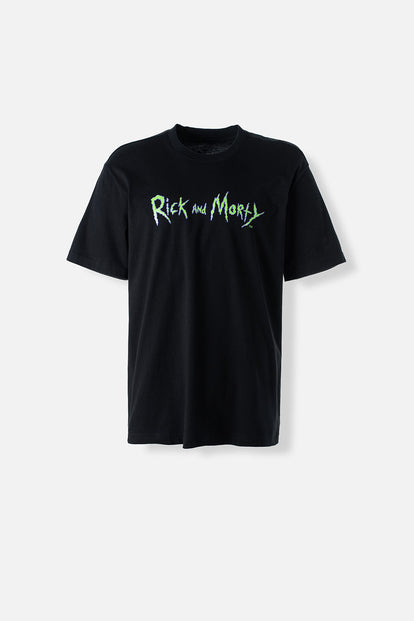  POLERA  DE RICK Y MORTY MANGA CORTA NEGRA PARA HOMBRE