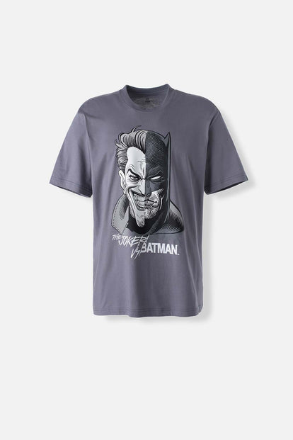  POLERA  DE EL JOKER MANGA CORTA GRIS PARA HOMBRE