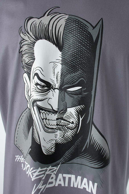  POLERA  DE EL JOKER MANGA CORTA GRIS PARA HOMBRE