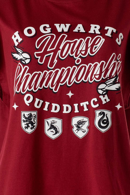 Card slide image -  POLERA  DE HARRY POTTER ROJA MANGA CORTA PARA MUJER