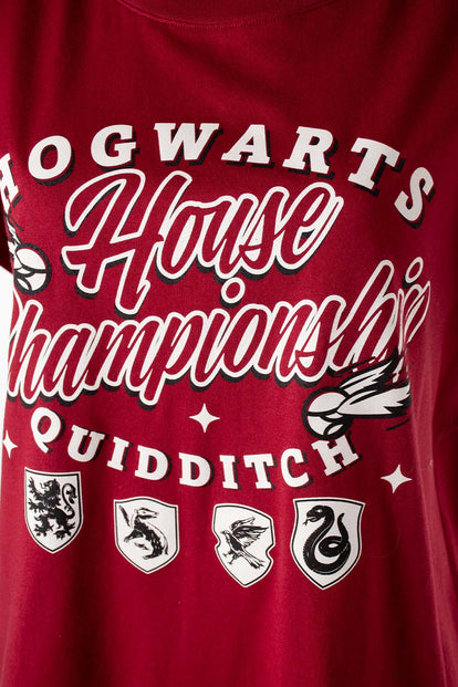  POLERA  DE HARRY POTTER ROJA MANGA CORTA PARA MUJER
