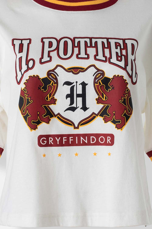 Card slide image -  POLERA  DE HARRY POTTER MARFIL Y VINOTINTO ESTAMPADA EN FRENTE PARA MUJER
