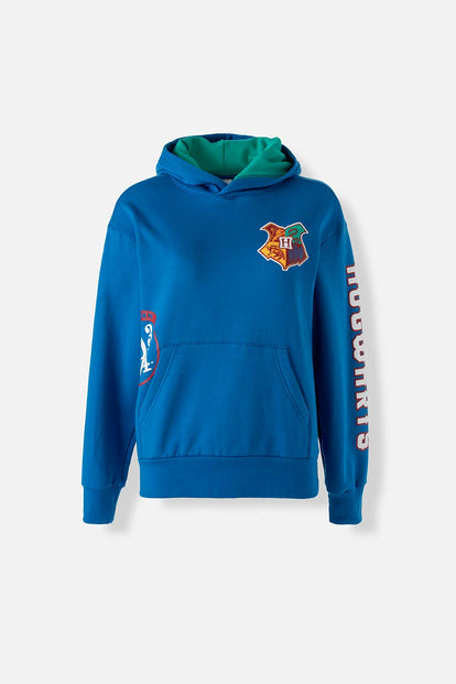  POLERON DE HARRY POTTER AZUL Y VERDE CON CAPUCHA PARA MUJER