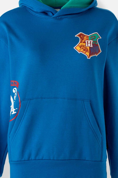  POLERON DE HARRY POTTER AZUL Y VERDE CON CAPUCHA PARA MUJER