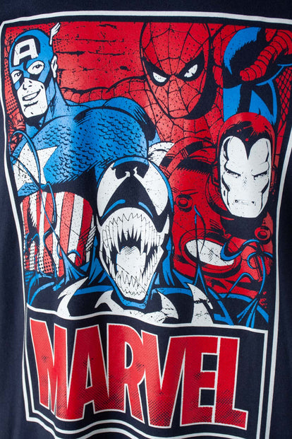  POLERA  DE MARVEL MANGA CORTA AZUL PARA HOMBRE
