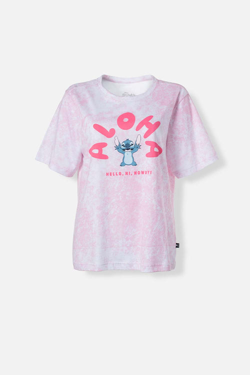 Card slide image -  POLERA  DE STITCH ROSADA ESTAMPADA EN FRENTE PARA MUJER