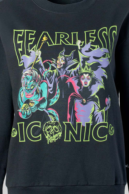  POLERONES DE VILLANAS DISNEY NEGRO ESTAMPADO EN FRENTE PARA MUJER