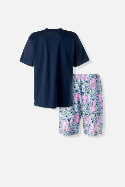  PIJAMA DE RICK Y MORTY DE PANTALÓN CORTO AZUL PARA HOMBRE