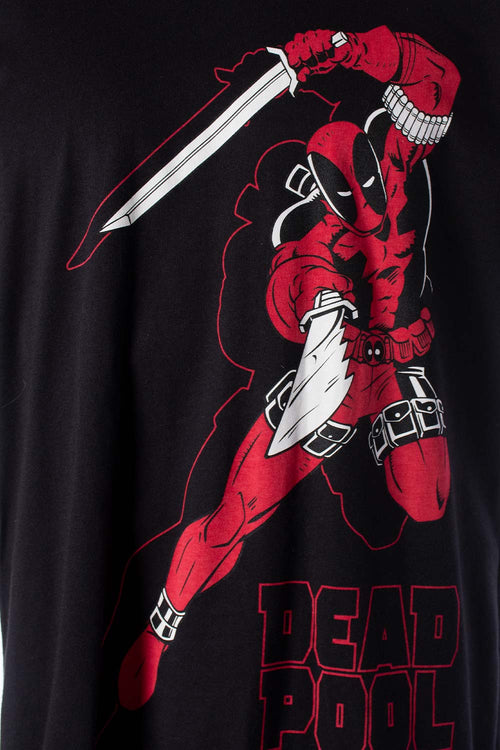 Card slide image -  PIJAMA DE DEADPOOL DE PANTALÓN LARGO NEGRO Y BLANCO PARA HOMBRE