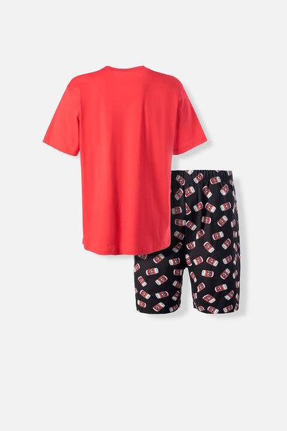  PIJAMA DE LOS SIMPSON DE PANTALÓN CORTO ROJO Y NEGRO PARA HOMBRE