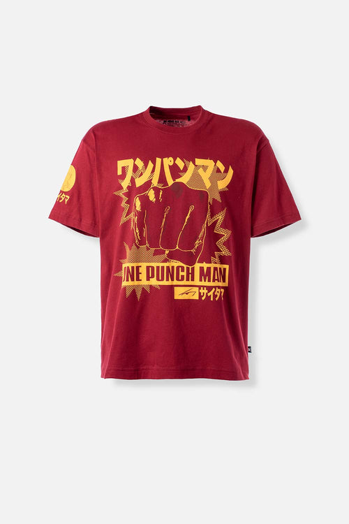 Card slide image -  POLERA  DE ONE PUNCH MAN MANGA CORTA ROJO BOSQUE PARA HOMBRE