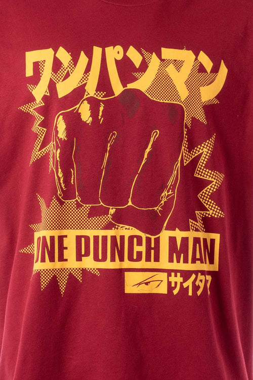 Card slide image -  POLERA  DE ONE PUNCH MAN MANGA CORTA ROJO BOSQUE PARA HOMBRE