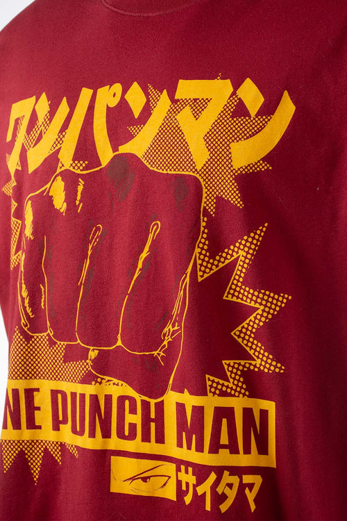 Card slide image -  POLERA  DE ONE PUNCH MAN MANGA CORTA ROJO BOSQUE PARA HOMBRE