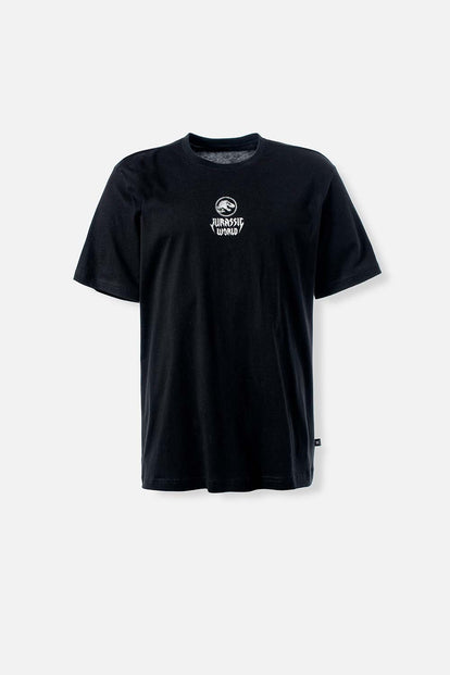  POLERA  DE JURASSIC WORLD NEGRA CON ESTAMPADO EN POSTERIOR PARA HOMBRE