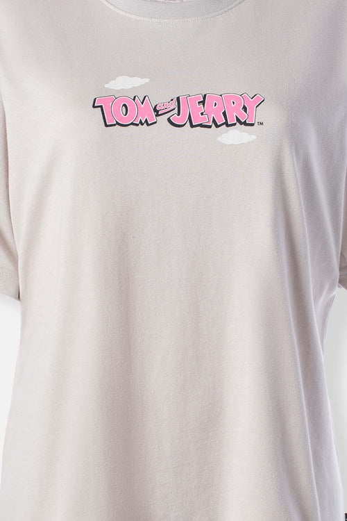 Card slide image -  POLERA  DE TOM Y JERRY MANGA CORTA GRIS CLARO PARA MUJER