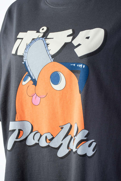  POLERA  DE POCHITA MANGA CORTA GRIS PARA MUJER