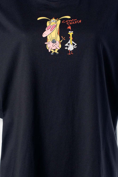  POLERA DE LA VACA Y EL POLLITO OVERSIZED FIT PARA MUJER