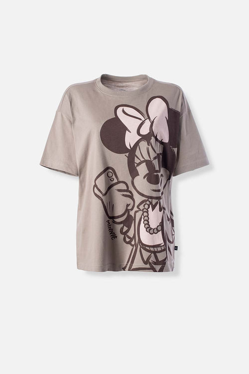 Card slide image -  POLERA MINNIE MOUSE GRIS ESTAMPADA EN FRENTE PARA MUJER