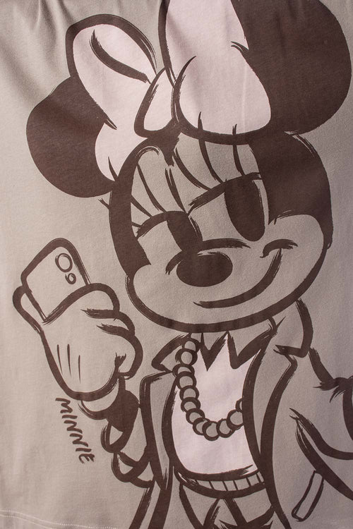 Card slide image -  POLERA MINNIE MOUSE GRIS ESTAMPADA EN FRENTE PARA MUJER