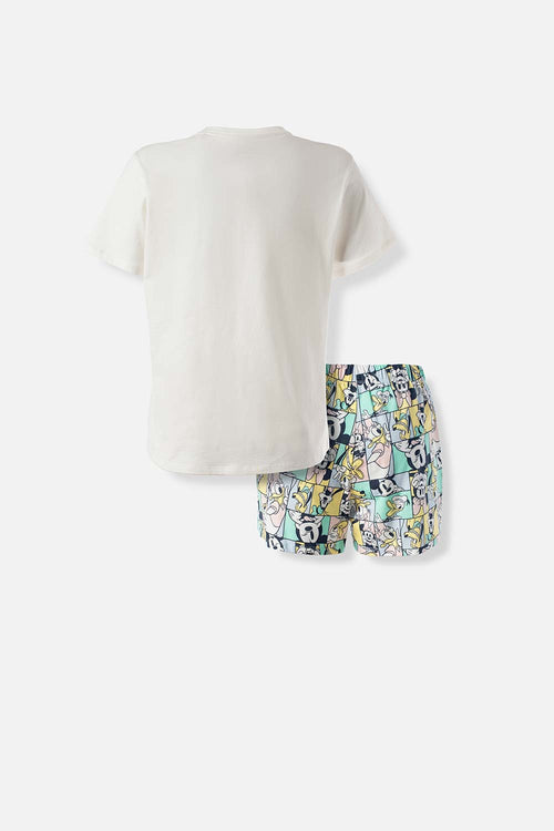 Card slide image -  PIJAMA DE MICKEY MOUSE MARFIL Y MULTICOLOR DE PANTALÓN CORTO PARA MUJER