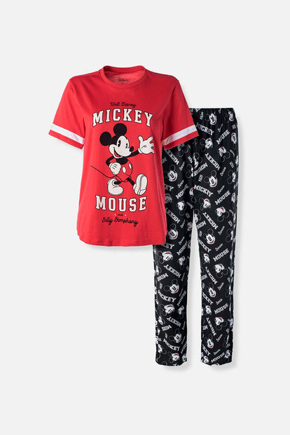  PIJAMA DE MICKEY MOUSE CON PANTALON LARGO PARA MUJER