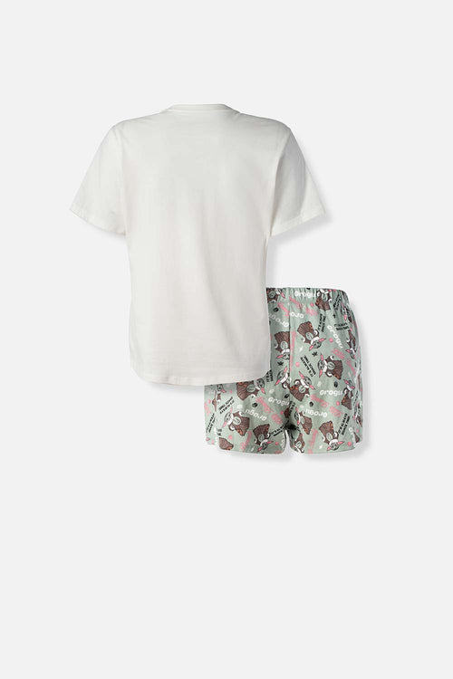 Card slide image -  PIJAMA DE MANDALORIAN CON PANTALON CORTO PARA MUJER