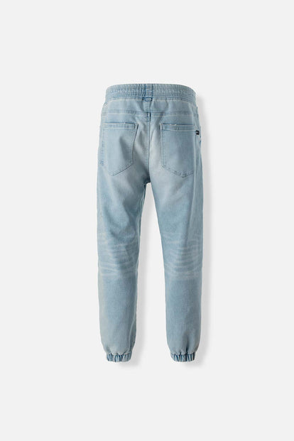  JOGGER DE MOVIES EN DENIM TONO MEDIO CON ELÁSTICO EN CINTURA PARA HOMBRE